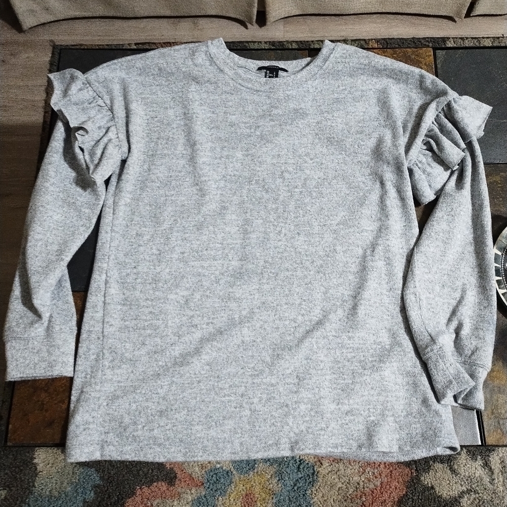 Gray Forever 21 ruffle sweater